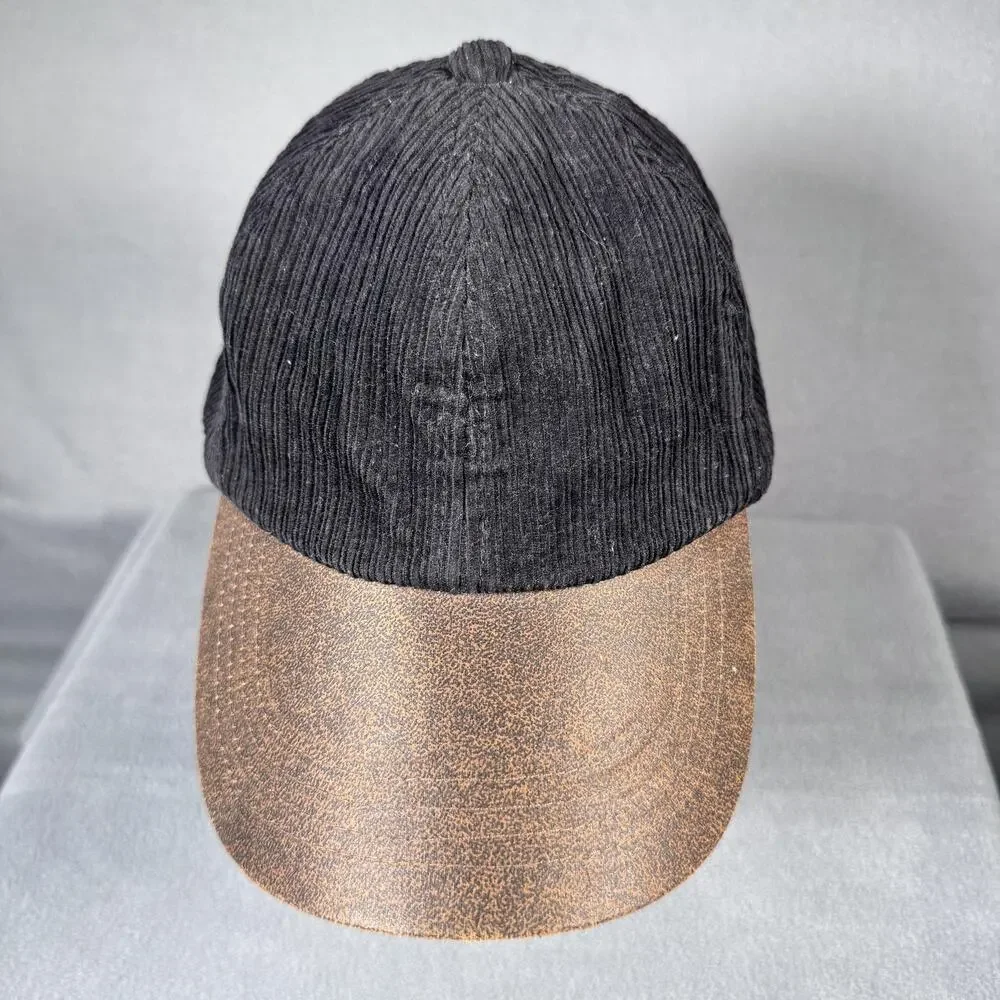 Stetson Hat Cap Strap Back One Size Mens Black Brown Corduroy Distressed Bill‎